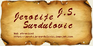 Jerotije Surdulović vizit kartica